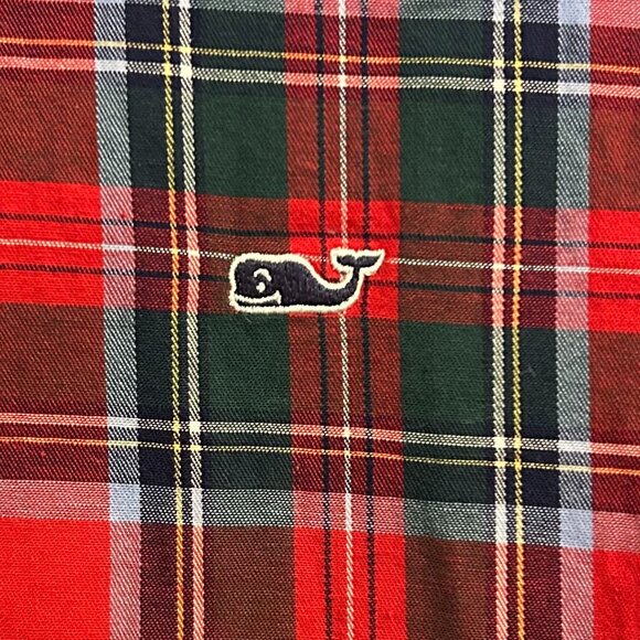 Vineyard Vines boy's red plaid cotton "Whale Shirt" (18/XL) - Picture 2 of 7